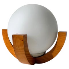1980s Pine-Base Spherical Desk Lamp