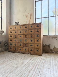 XL 1950s Pine Industrial-Style Cabinet