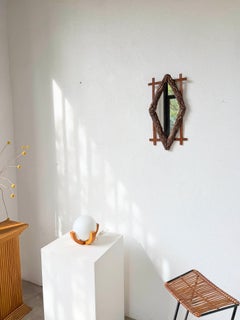 Rustic Folk Art Wooden Mirror (c. 1900)