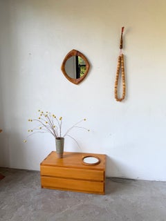 1960s French Riviera Woven Wicker Mirror