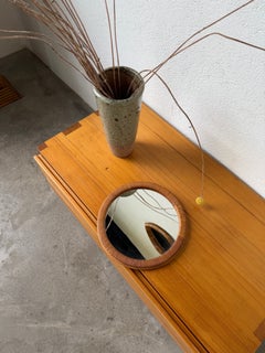 1960s Woven Wicker Round Mirror