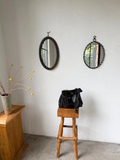 1950s Brutalist oval "chain" mirror