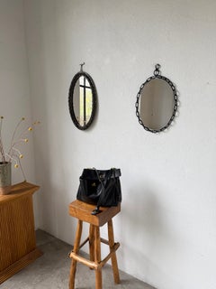 1950s Brutalist oval "chain" mirror