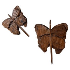 Set of two butterfly wall sculptures (circa 1900)