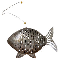 Brutalist fish-shaped sculptural candle holder