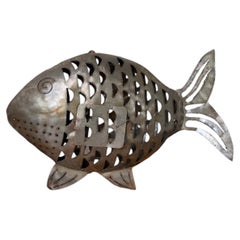 Brutalist fish-shaped sculptural candle holder