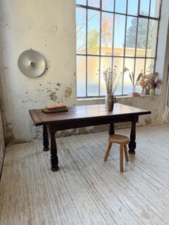 19th-Century French Carved Solid Oak Château Table (190 cm)