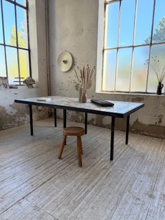 1950s Tiled Dining Table attribued to CapronVintage dining table featuring a met
