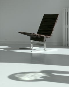 Enfold Chair by Lærke Ryom, Ruched Leather & Stainless Steel, Denmark