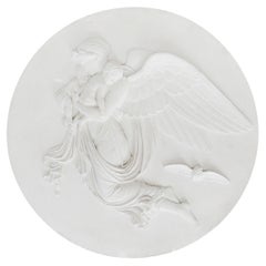 Night (Natten), Circular Plaster Relief, Neoclassical, 80 cm Wall Art