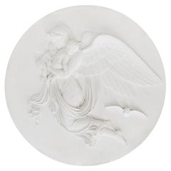 Night (Natten), Circular Plaster Relief, Neoclassical, 80 cm Wall Art