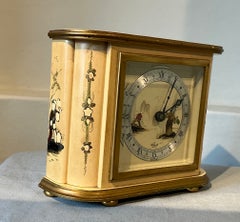 20th century cream chinoiserie cased 8 day mantle clock by Elliott of London.