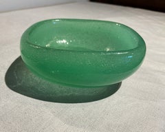 Carlo Scarpa . A vintage Venini green glass bowl manufactured in Murano