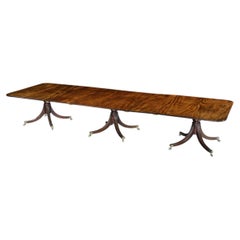 George III Mahogany Three Pillar Dining Table