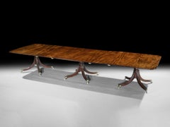 George III Mahogany Three Pillar Dining Table