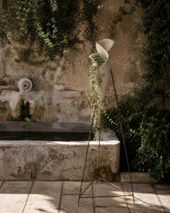 Gabbia Alta - Sculptural Stoneware and Oxidized Steel Vessel by Laura Giudice