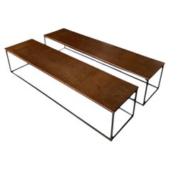 Custom Reclaimed Wood Coffee Tables with Metal Base, 19th Century