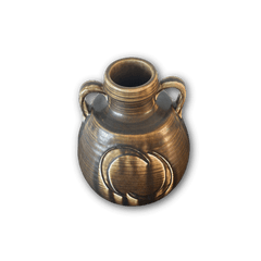 Large unique stoneware vase with dark olive glaze by Eva Stæhr-Nielsen