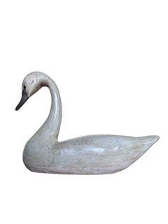Carved Wooden Folk Art Swan Decoy Bird Sculpture by Guy Taplin (b1939)