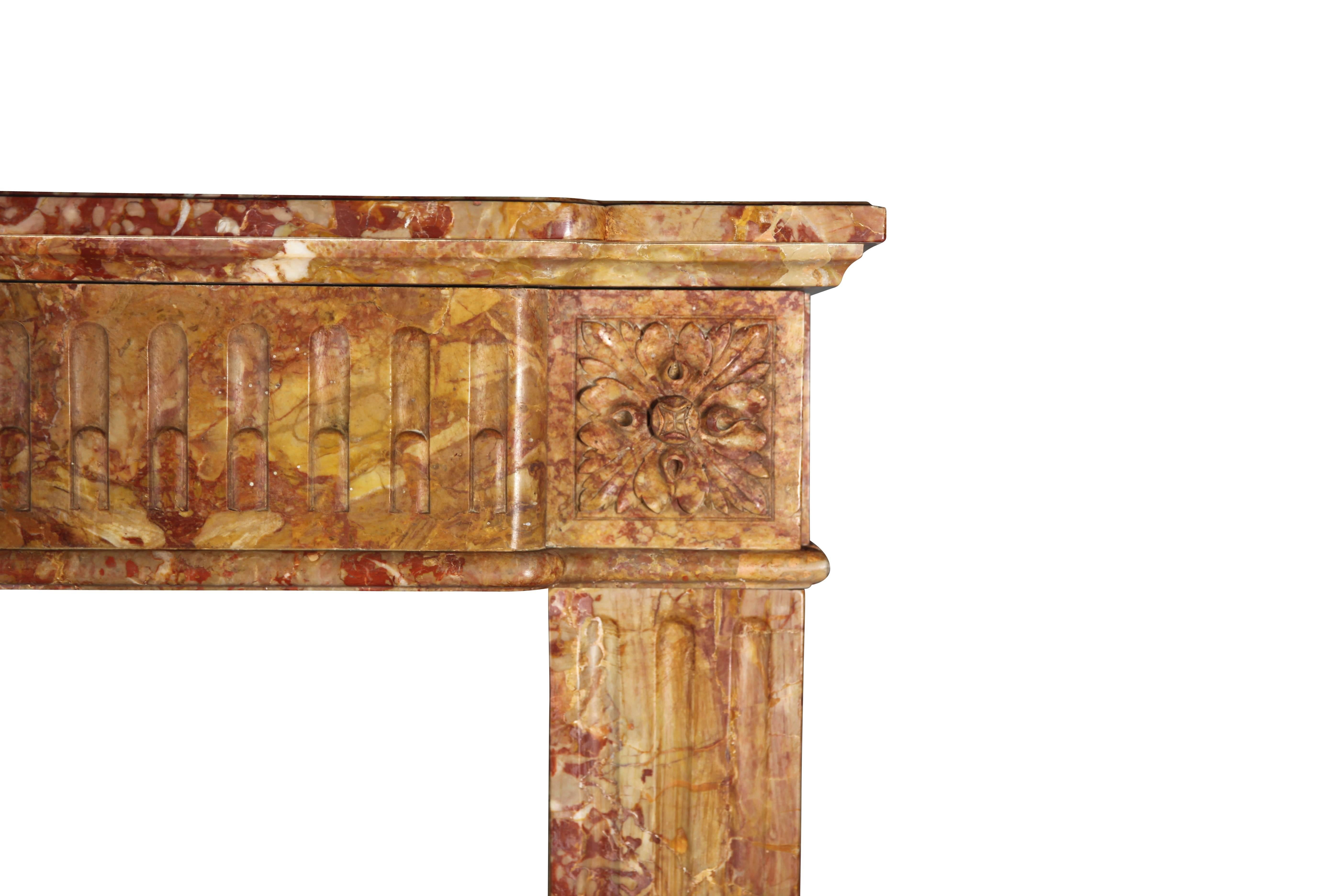19th Century French Louis XVI Style Antique Chic Antique Marble Fireplace Mantel For Sale