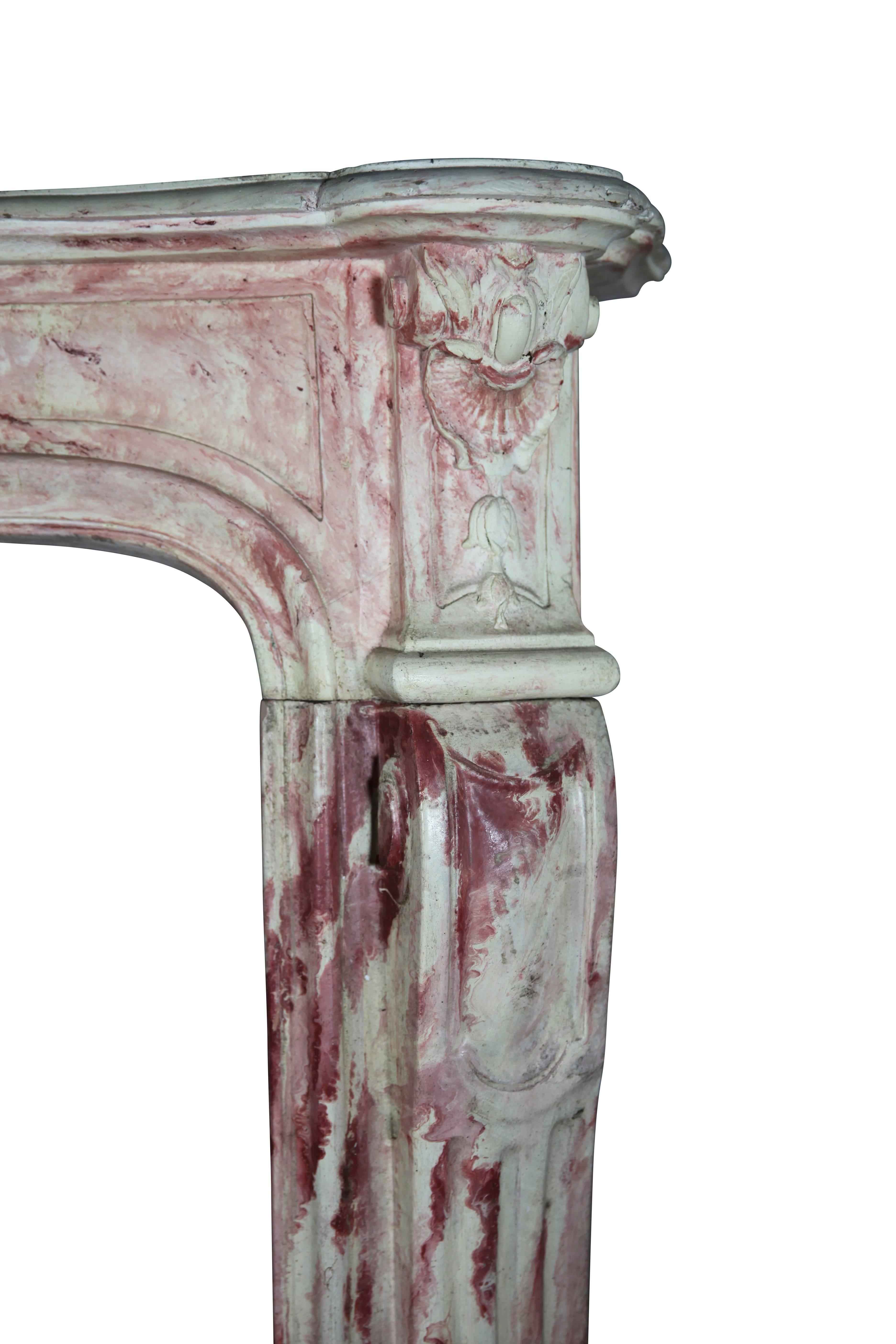 European 19th Century Terra Cotta Fireplace Mantel in the Style of Louis XV For Sale