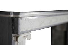 18th Century Antique Fireplace Mantel in White Statuary and Bleu Turquin Marble