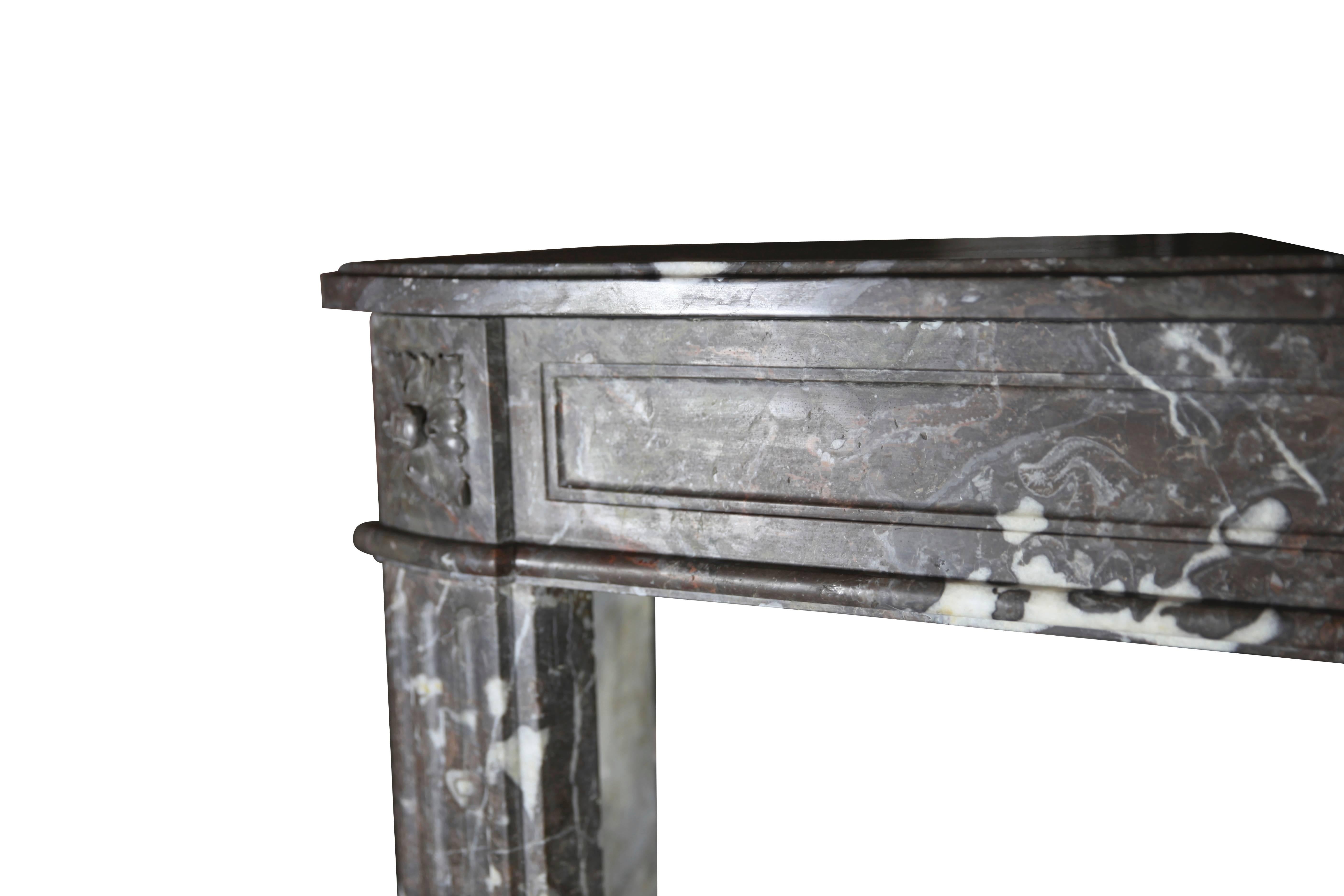 18th Century and Earlier Classic Antique Belgian Grey Marble Louis XVI Fireplace Surround For Sale