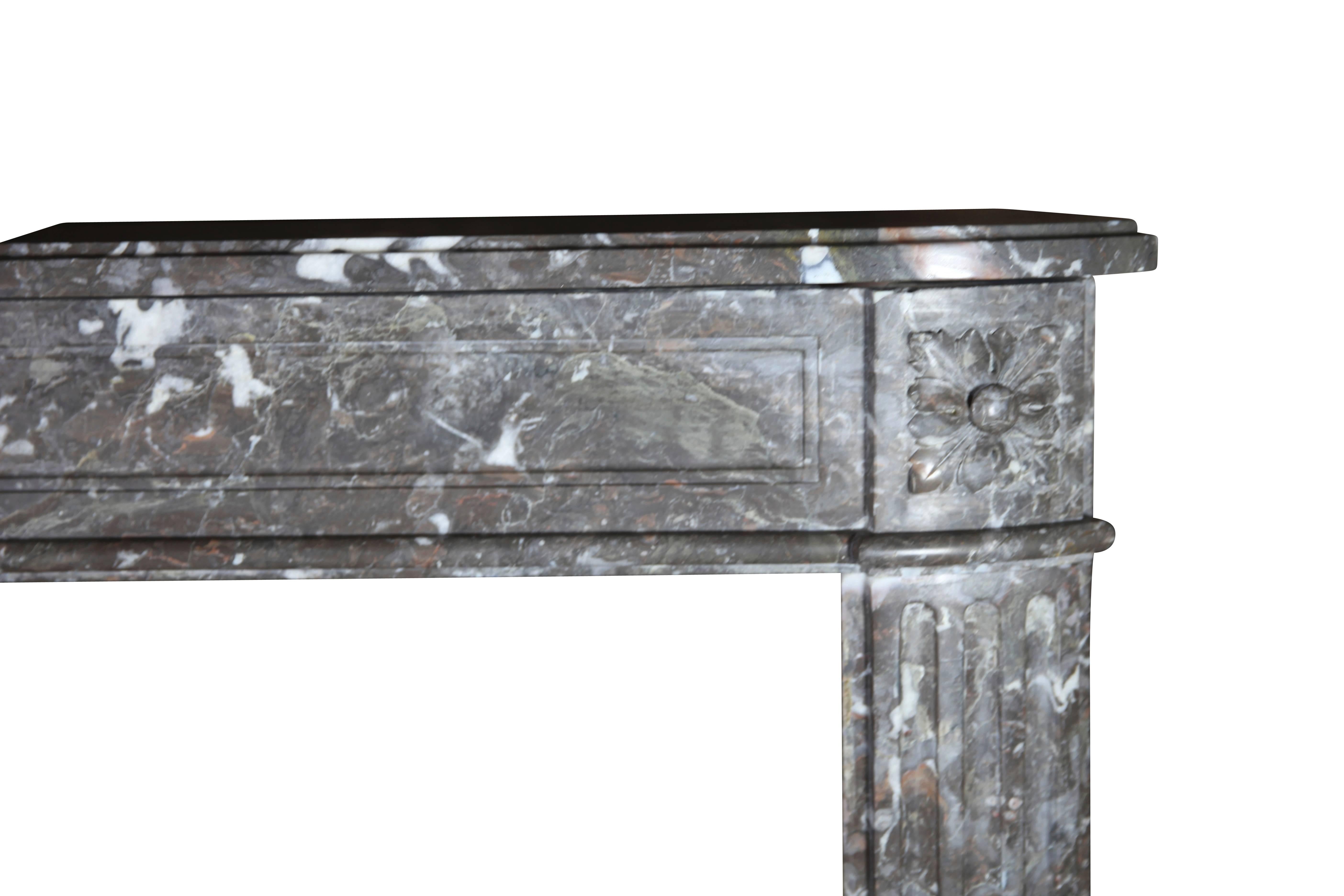 Classic Antique Belgian Grey Marble Louis XVI Fireplace Surround For Sale 2