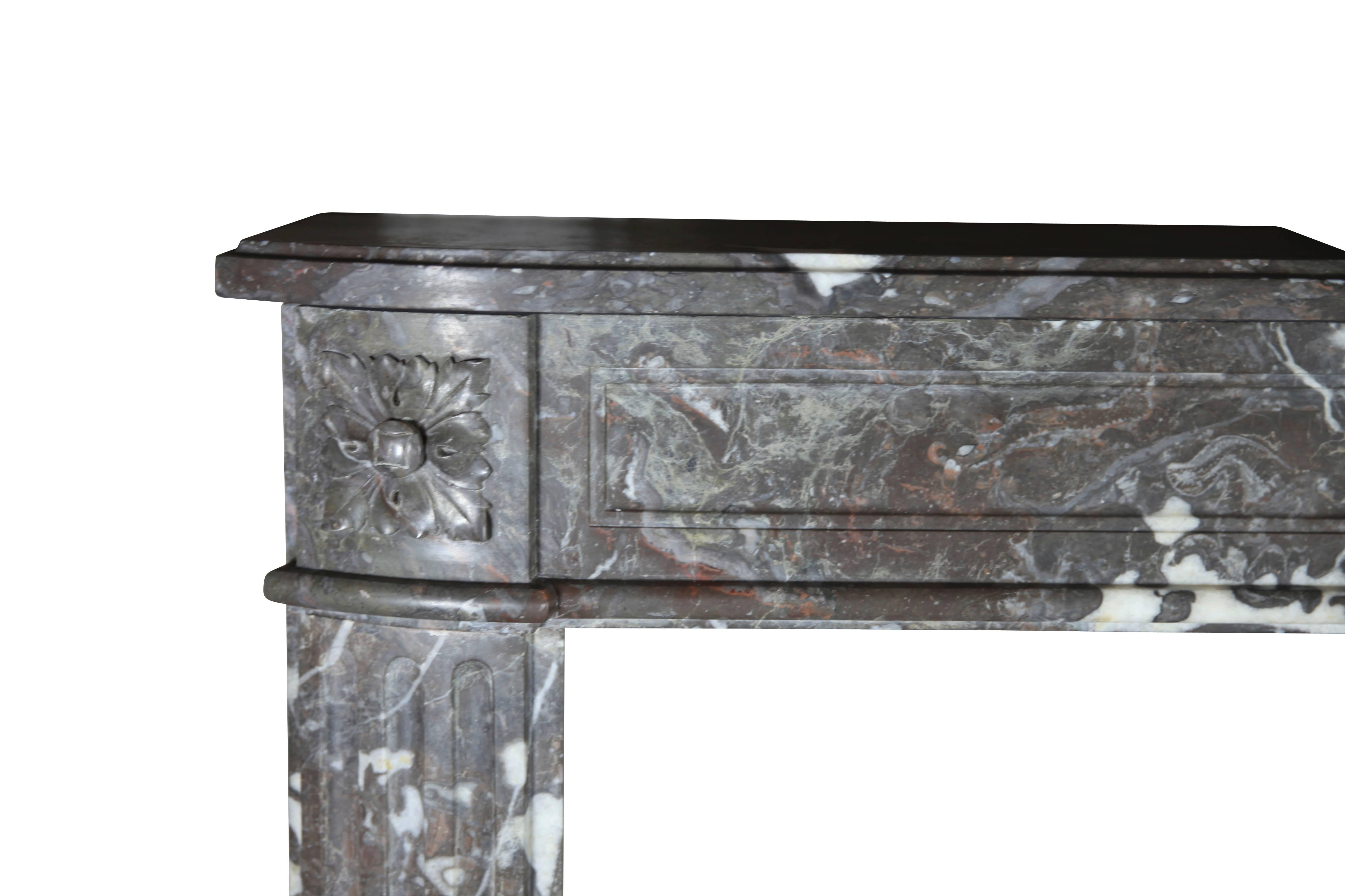 Classic Antique Belgian Grey Marble Louis XVI Fireplace Surround For Sale 1