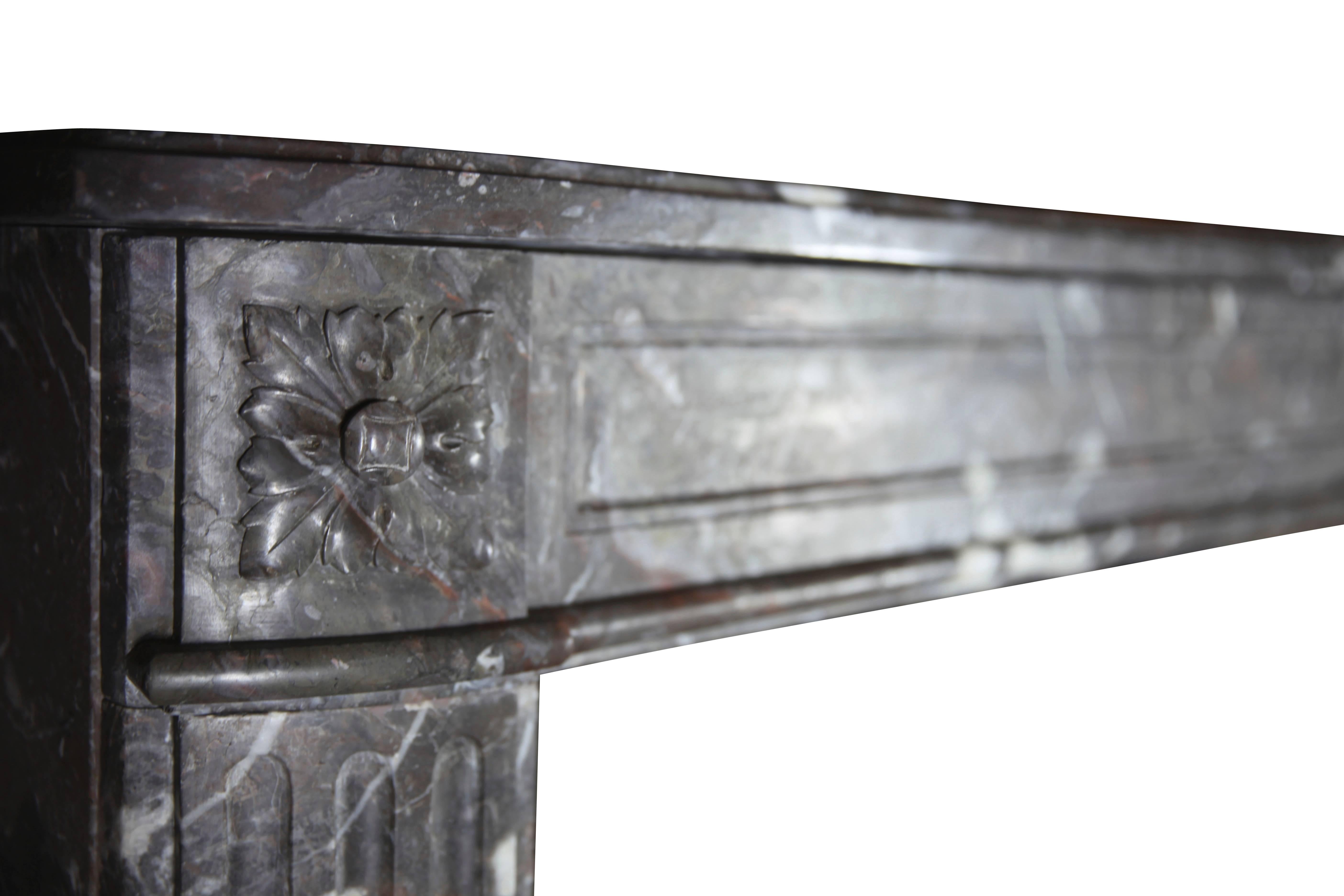 Classic Antique Belgian Grey Marble Louis XVI Fireplace Surround For Sale 3