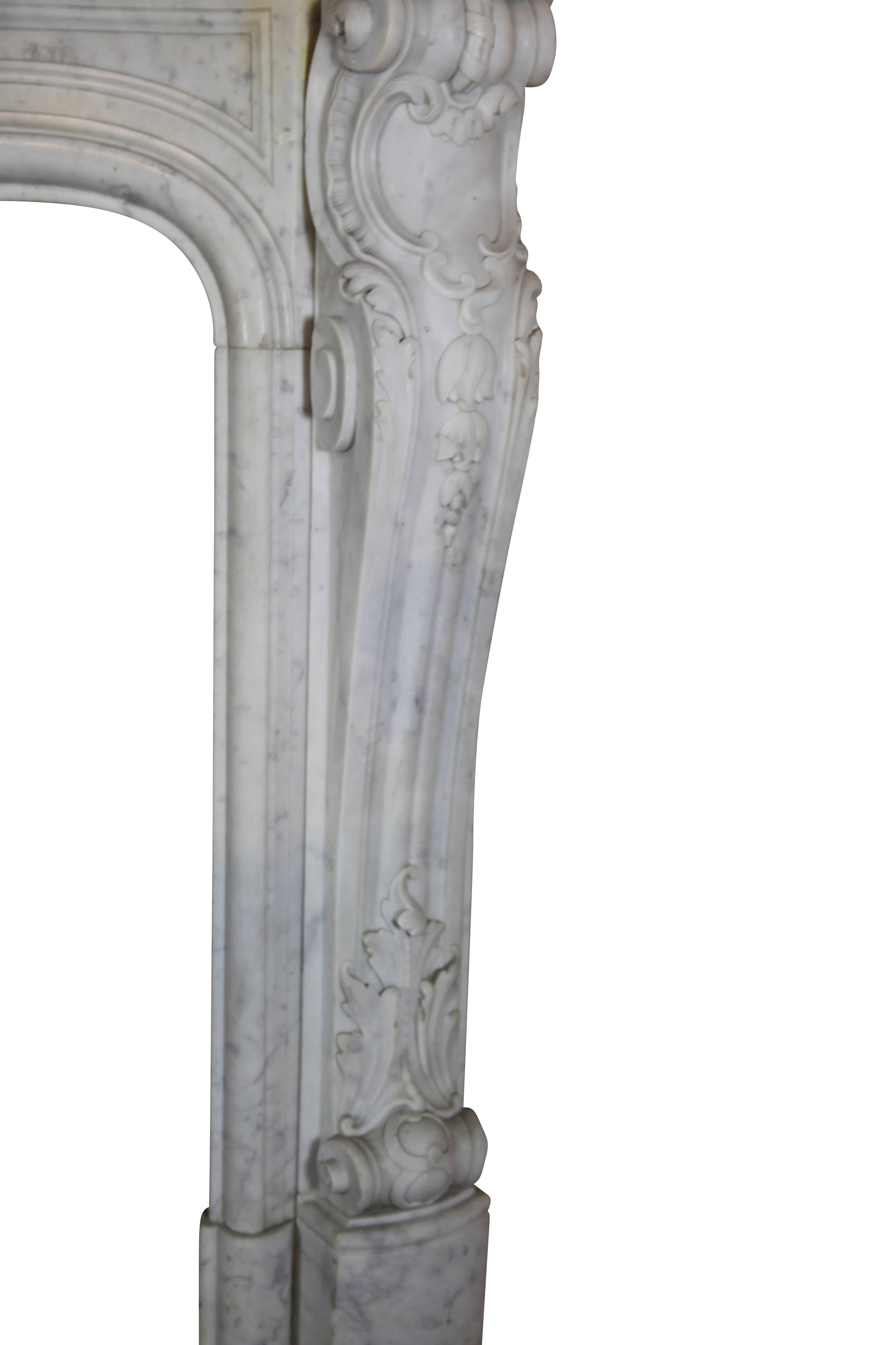 19th Century Original Antique Fireplace Mantle in Carrara Marble For Sale 1