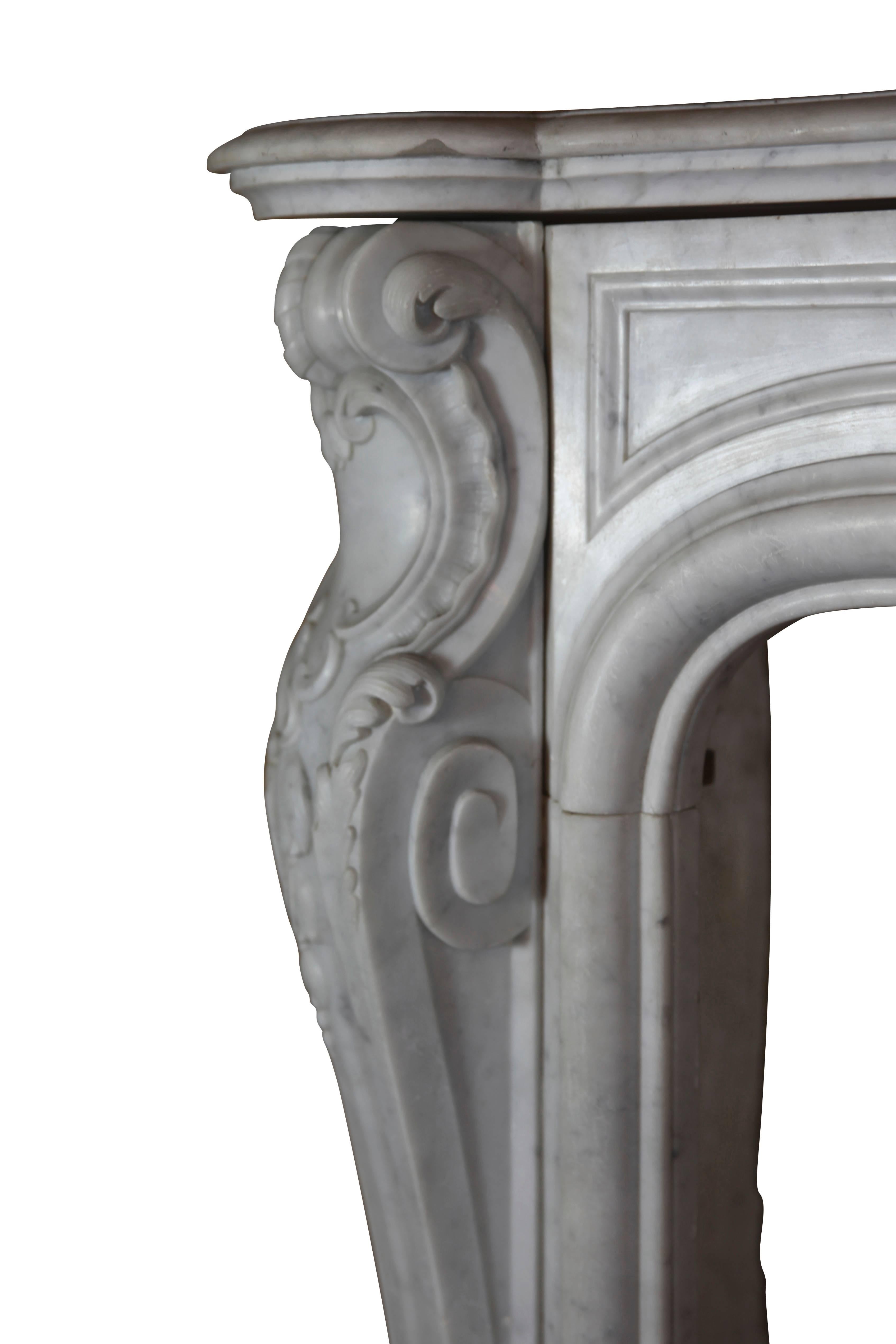 19th Century Original Antique Fireplace Mantle in Carrara Marble For Sale 2