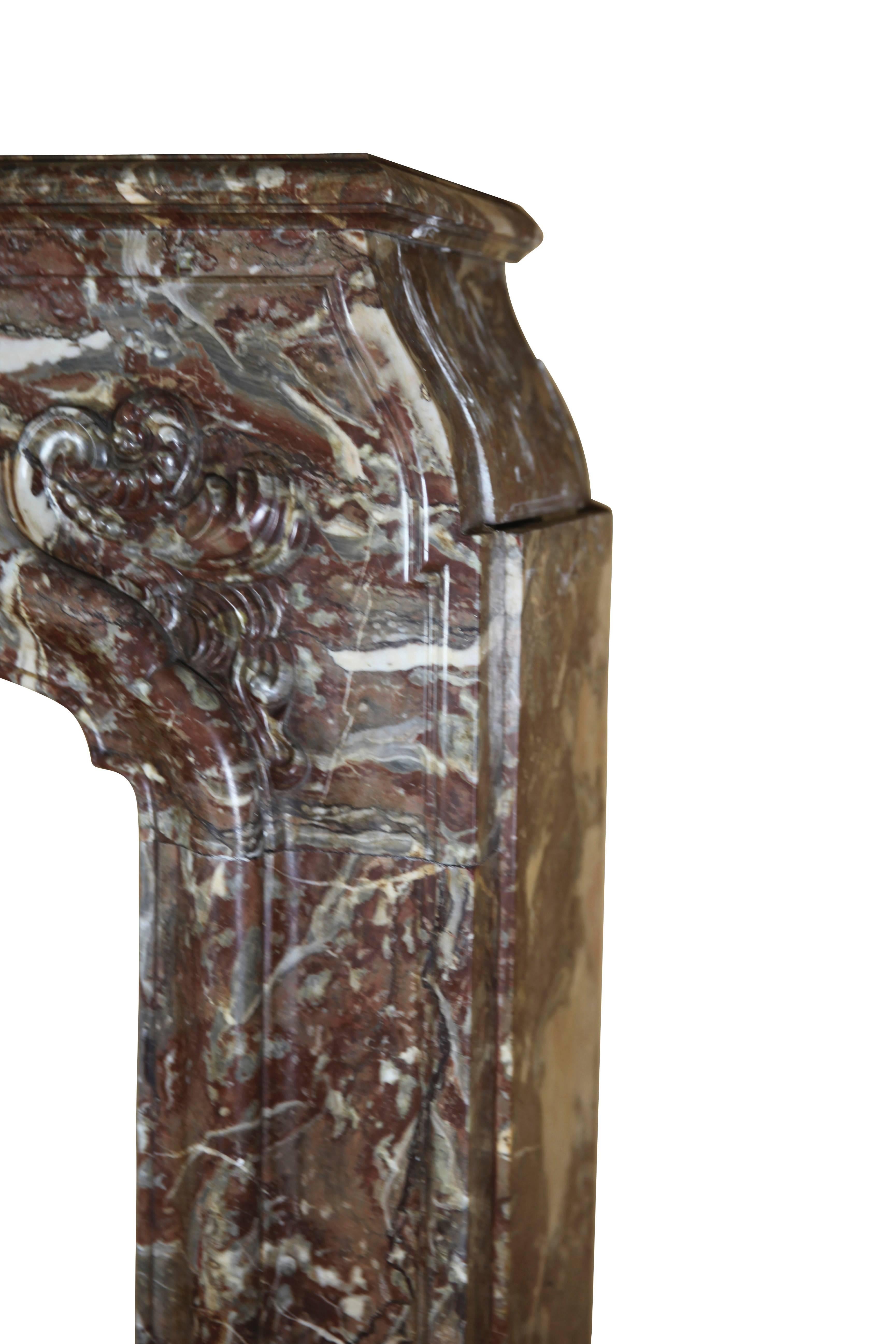 Antique Fireplace In Brown Belgian Marble Unique And Exceptional Rare 18Th Centu For Sale 7