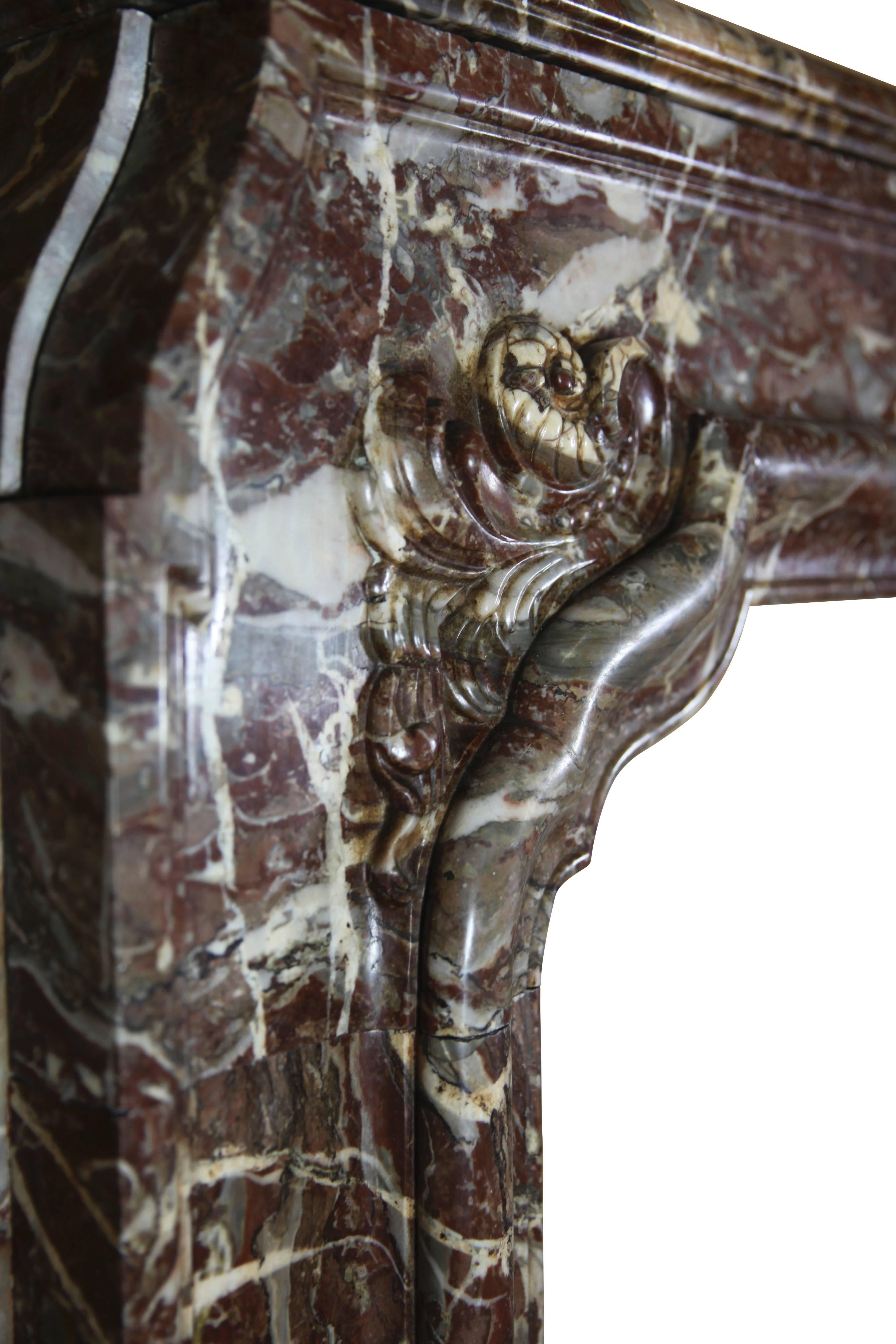 Antique Fireplace In Brown Belgian Marble Unique And Exceptional Rare 18Th Centu For Sale 5