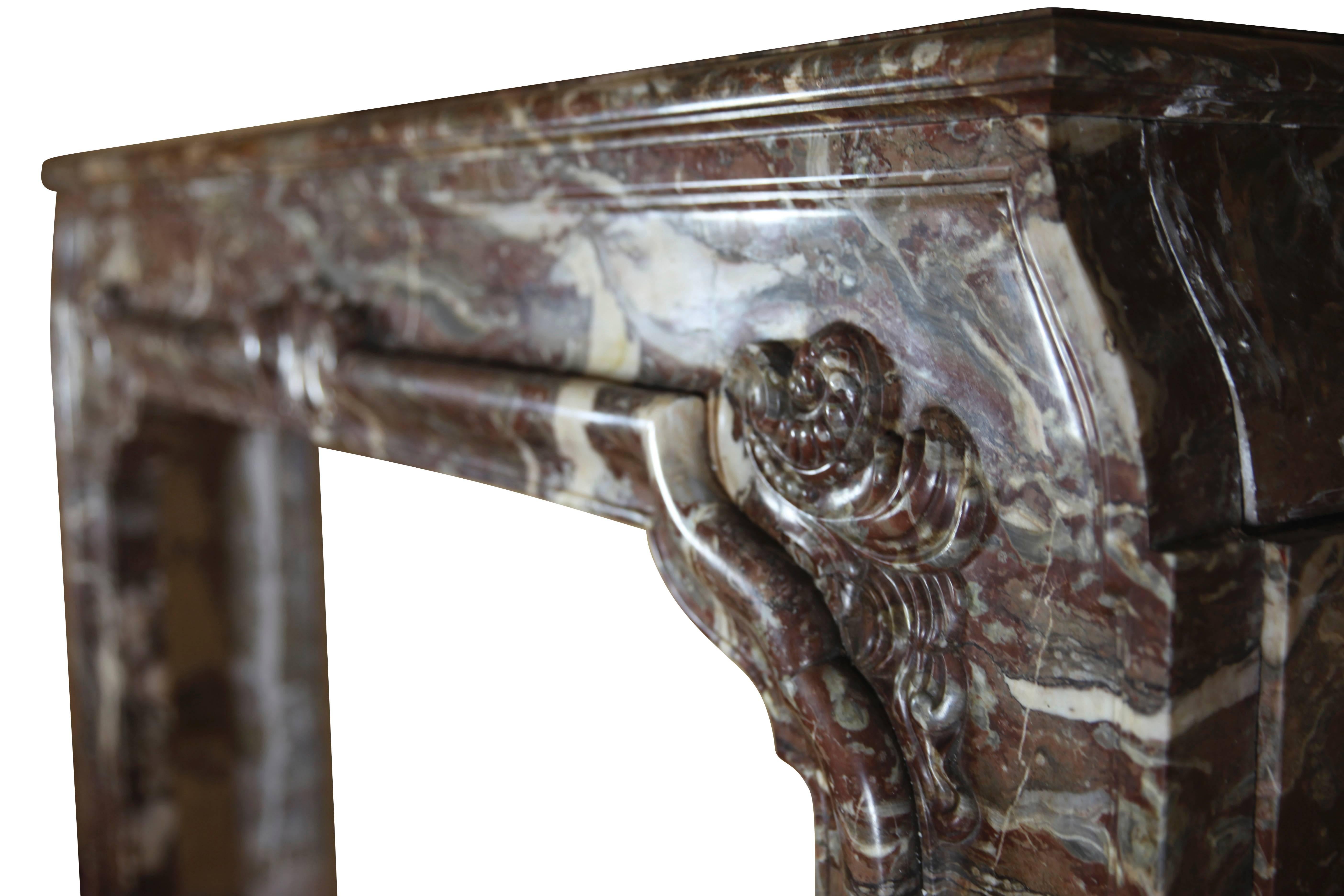 Antique Fireplace In Brown Belgian Marble Unique And Exceptional Rare 18Th Centu For Sale 2
