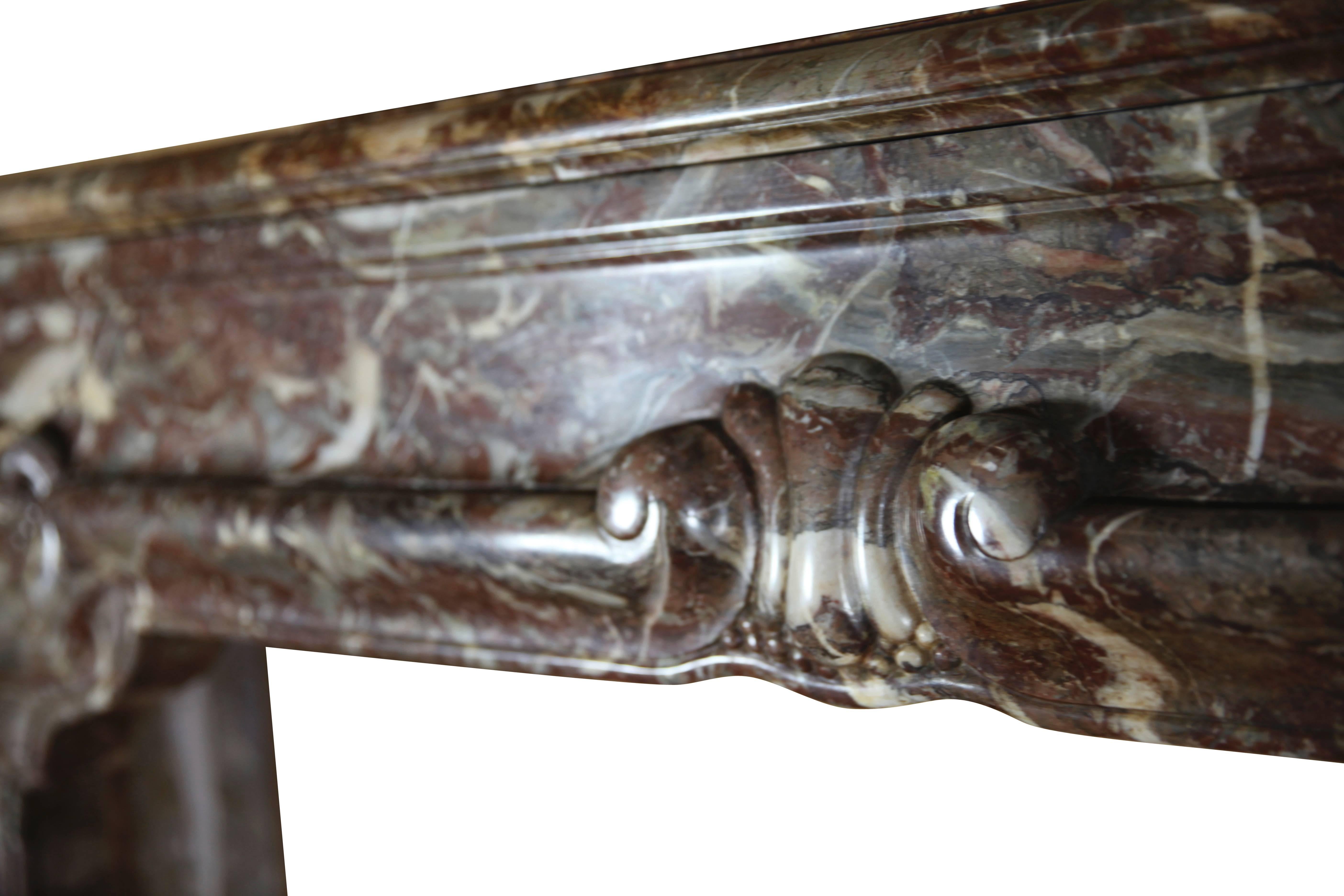 Antique Fireplace In Brown Belgian Marble Unique And Exceptional Rare 18Th Centu For Sale 1