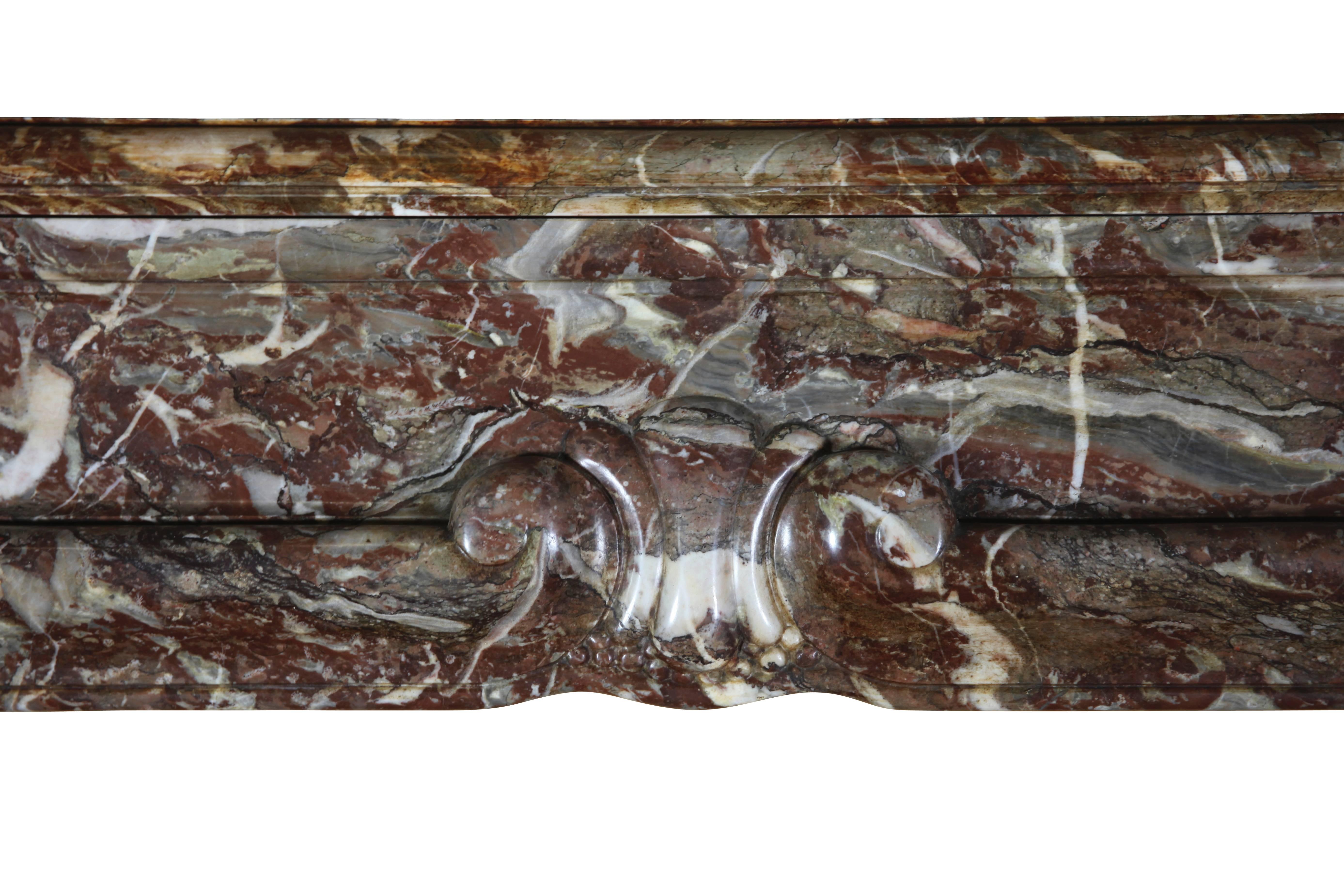 Antique Fireplace In Brown Belgian Marble Unique And Exceptional Rare 18Th Centu In Excellent Condition For Sale In Beervelde, BE