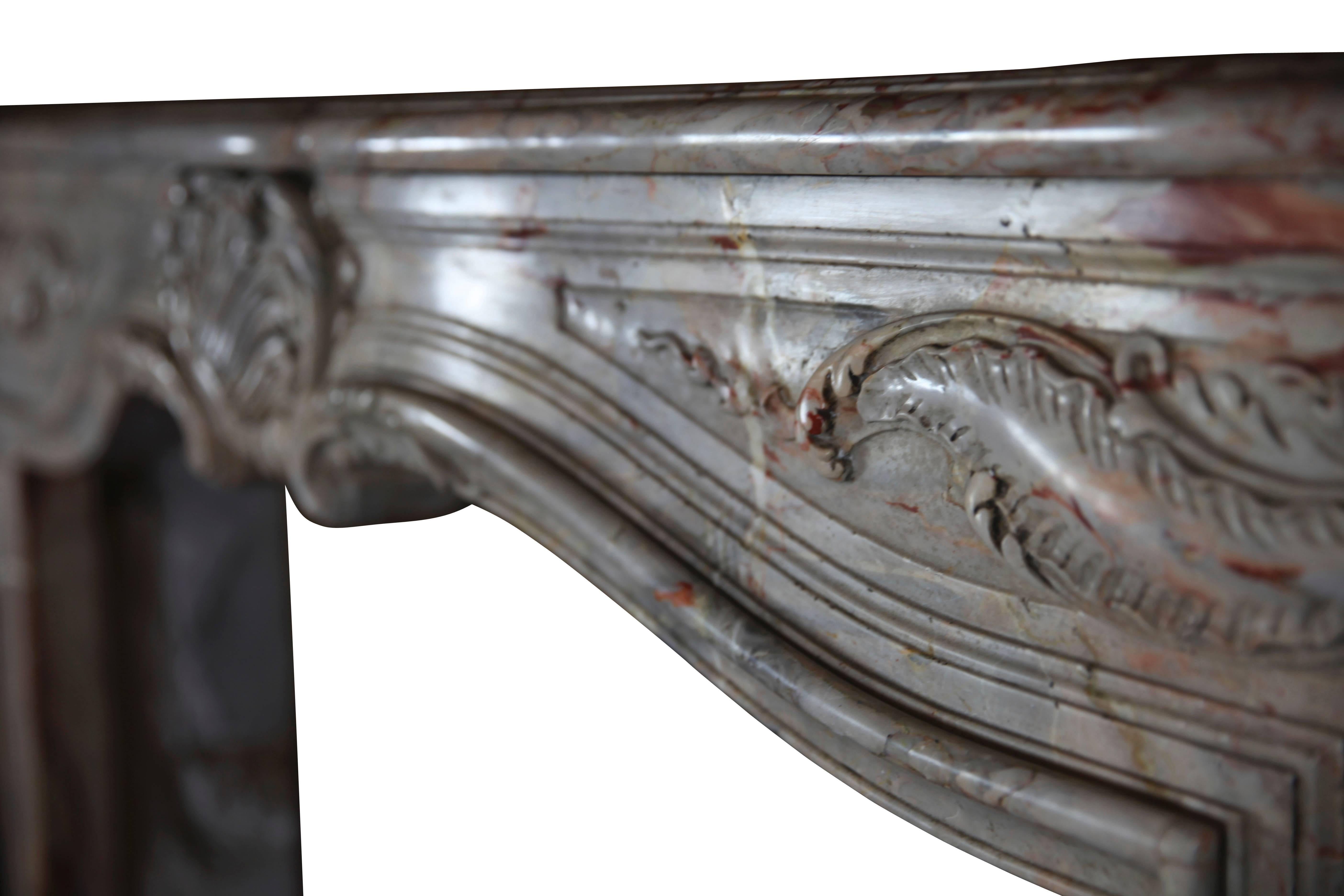 18th Century Fine French Regency Fireplace Surround In Royal Saracolin Marble For Sale 4