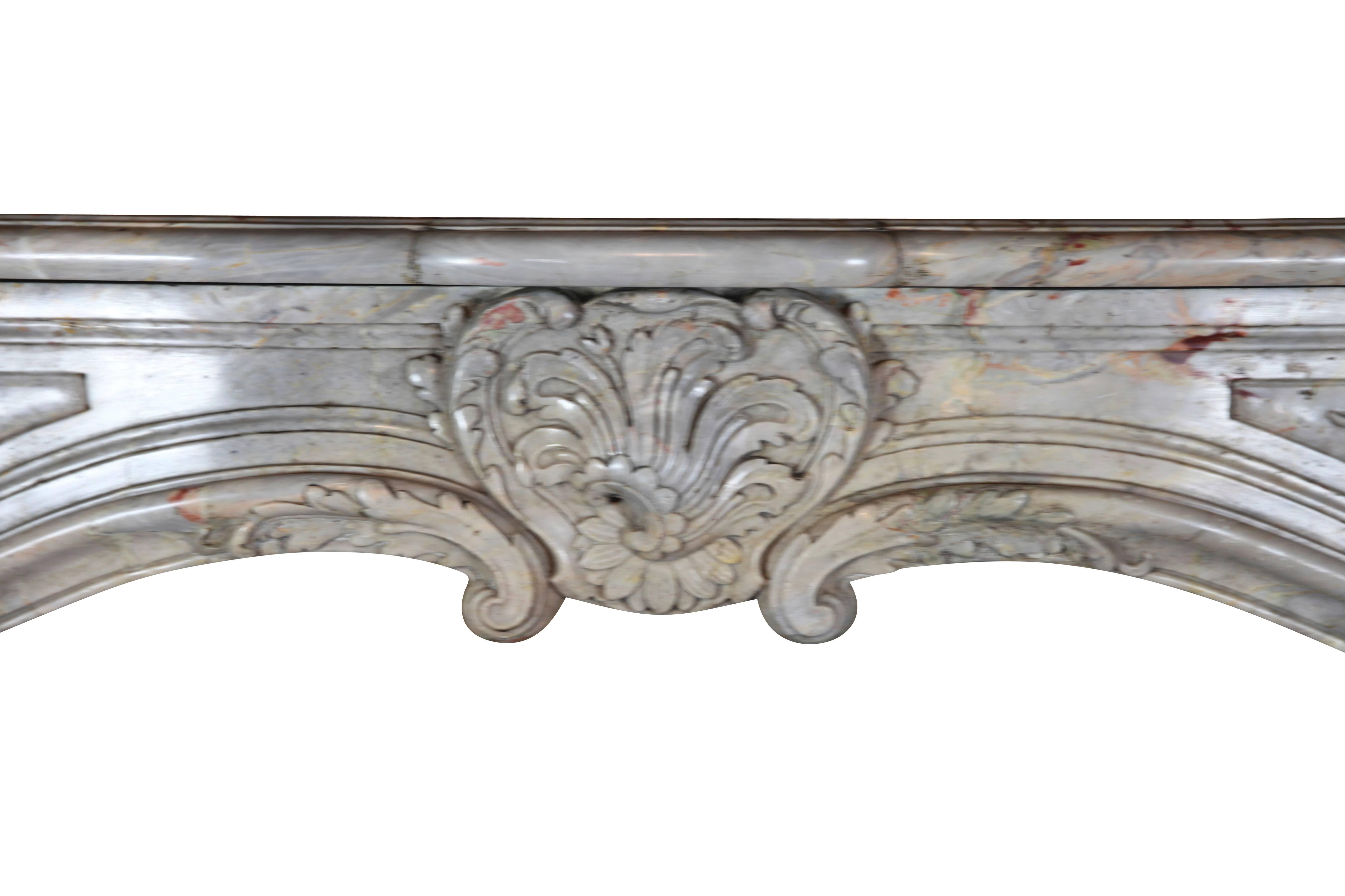 18th Century Fine French Regency Fireplace Surround In Royal Saracolin Marble For Sale 2