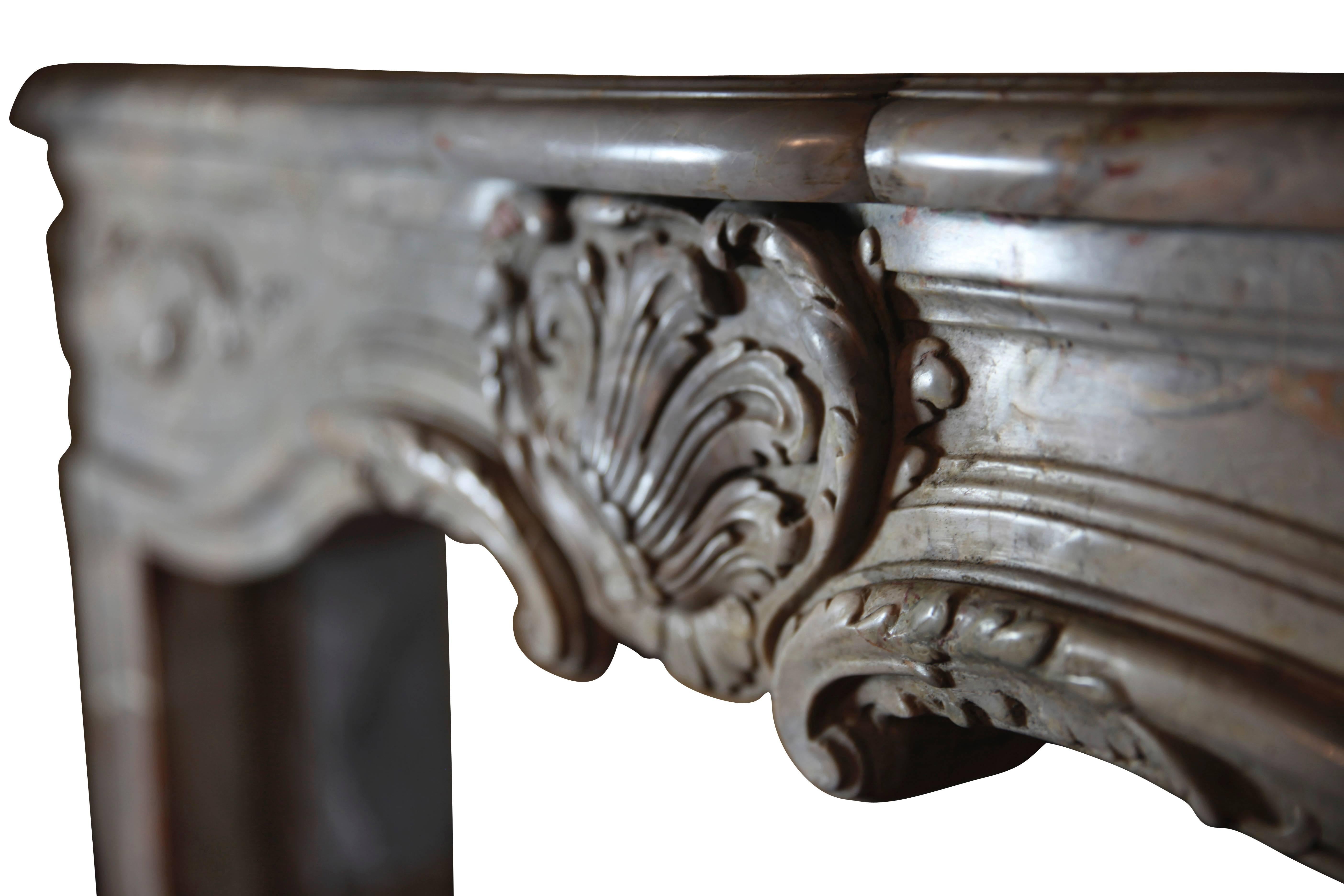 18th Century Fine French Regency Fireplace Surround In Royal Saracolin Marble For Sale 3