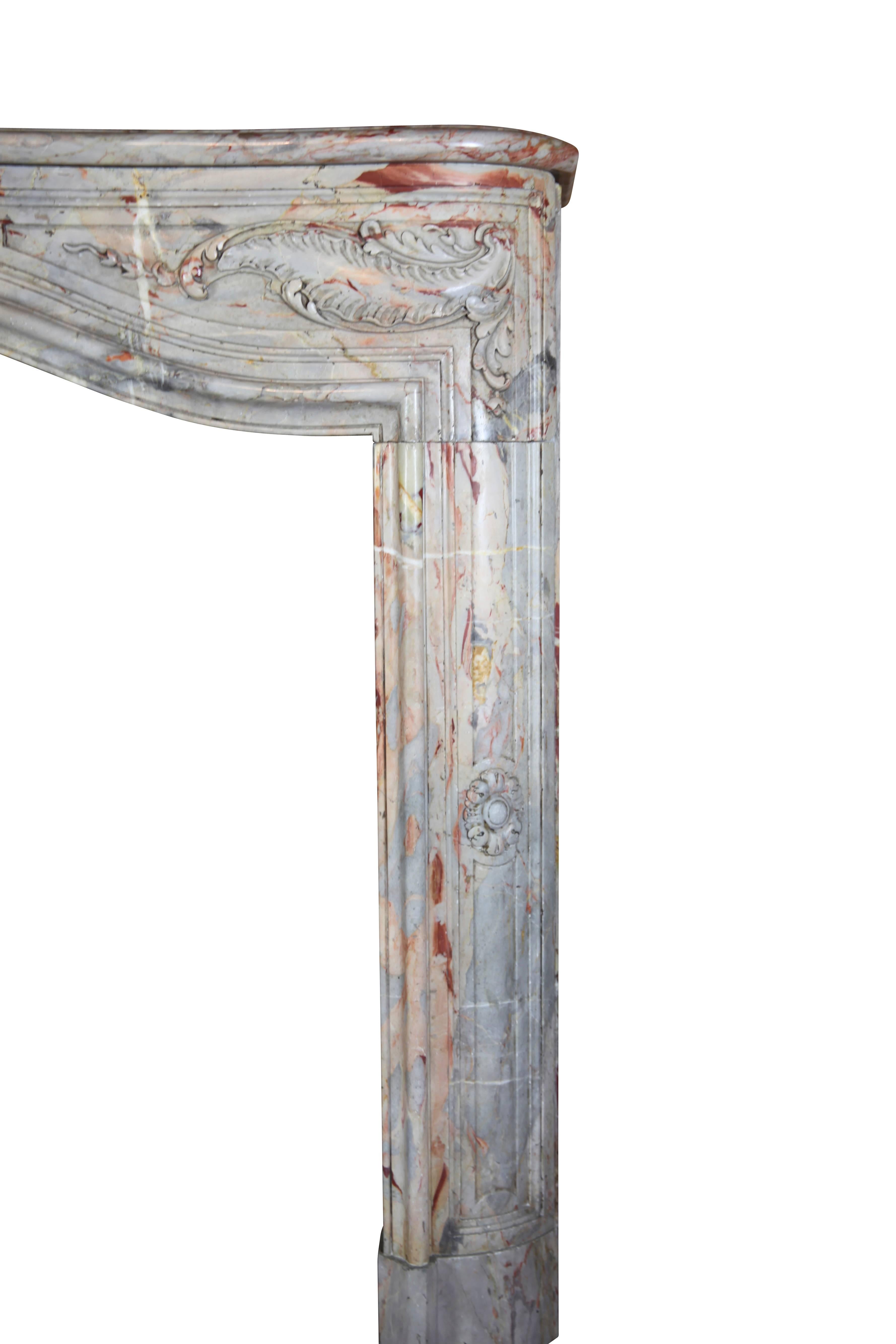 18th Century Fine French Regency Fireplace Surround In Royal Saracolin Marble For Sale 10