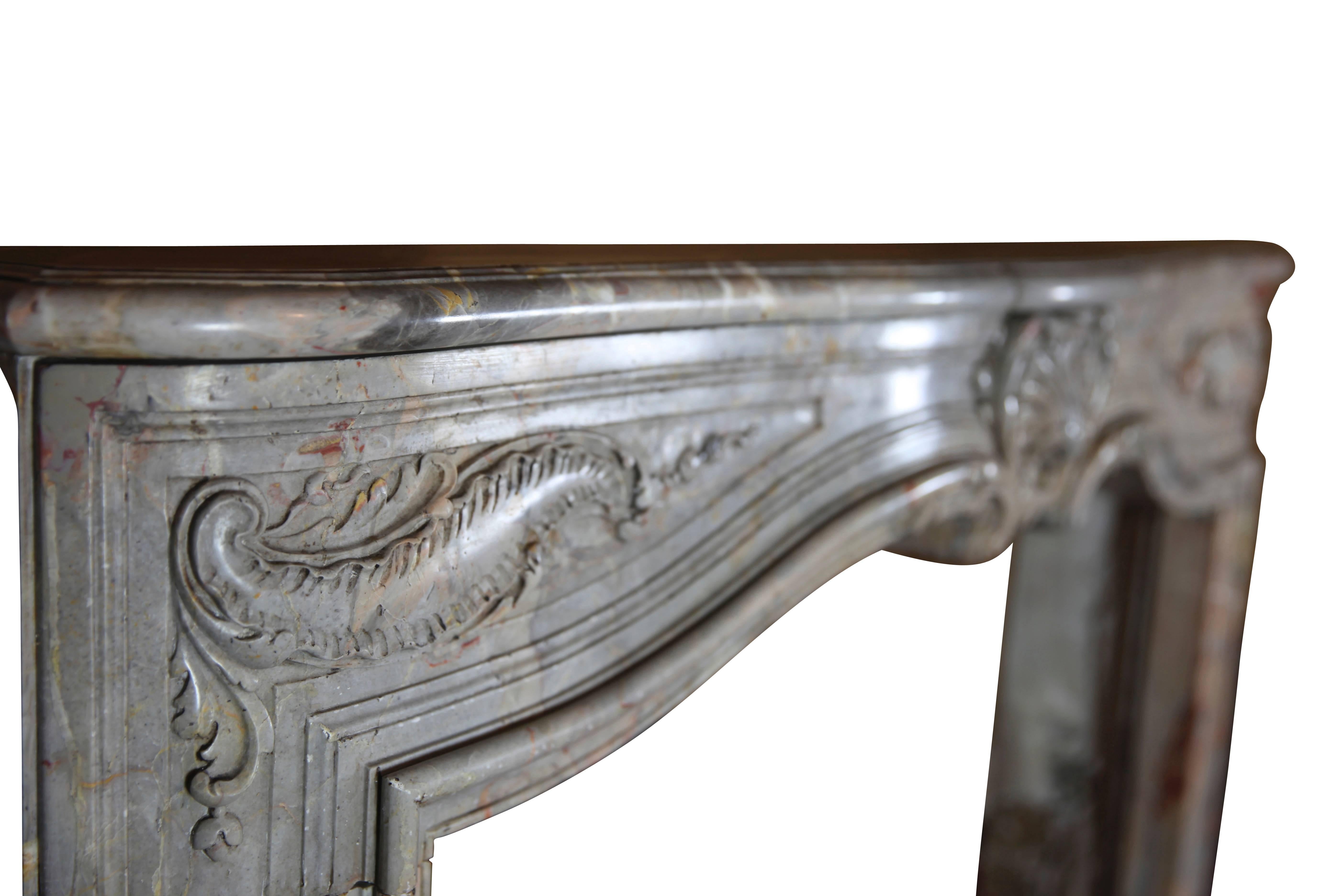 18th Century Fine French Regency Fireplace Surround In Royal Saracolin Marble For Sale 8
