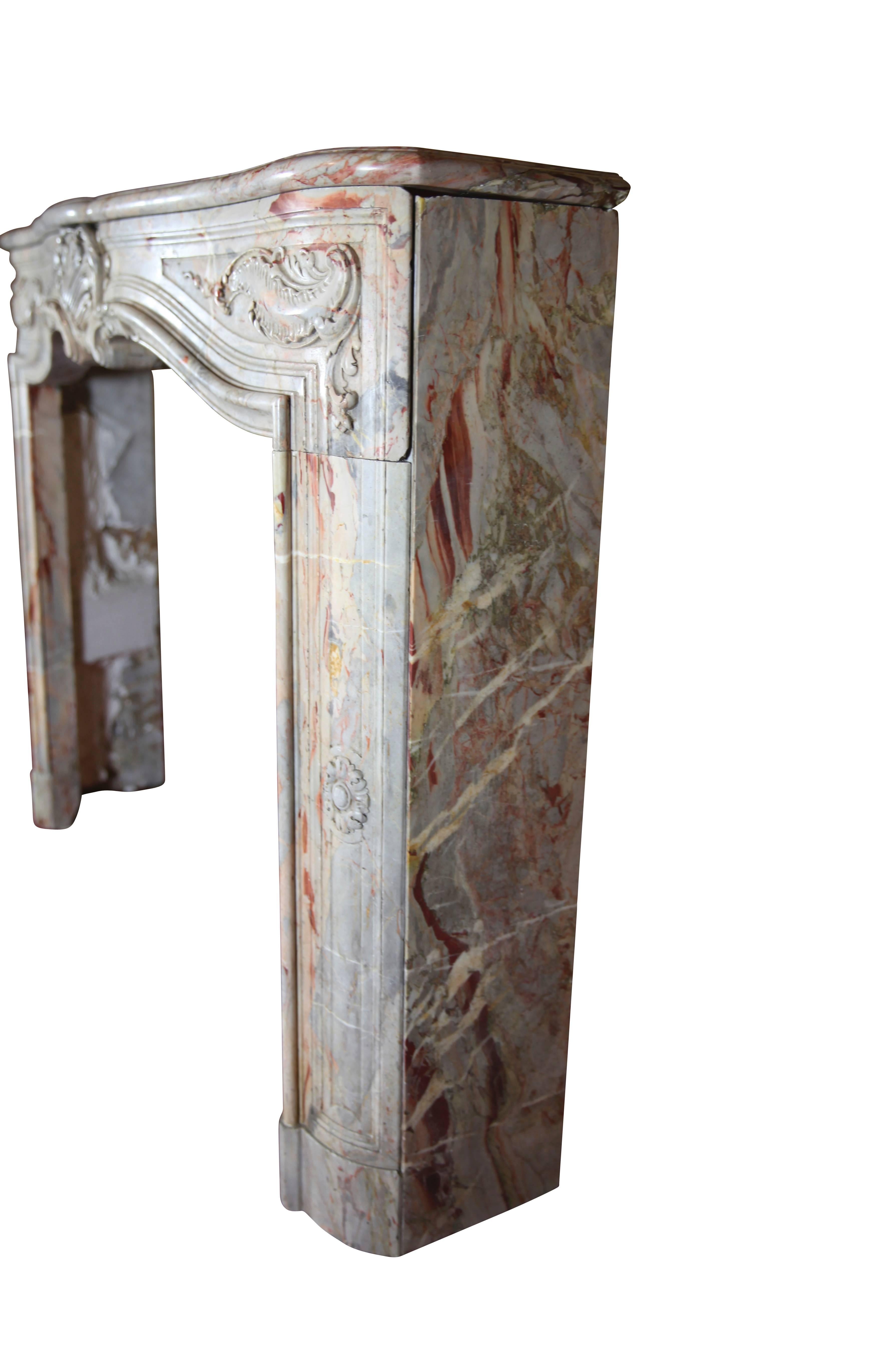 18th Century Fine French Regency Fireplace Surround In Royal Saracolin Marble For Sale 9