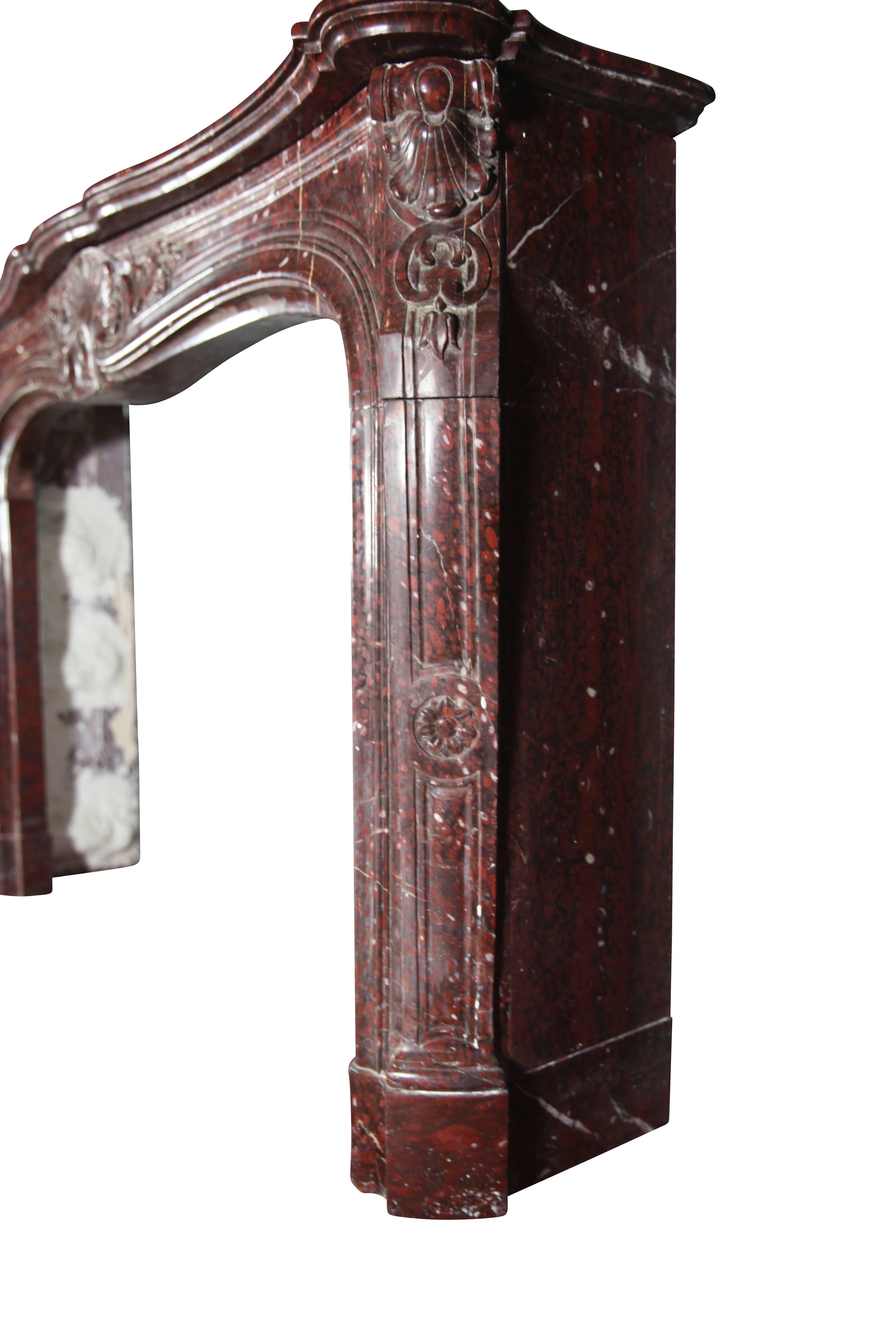 Hand-Carved French 19th Century Grand Salon Original Marble Fireplace Surround For Sale