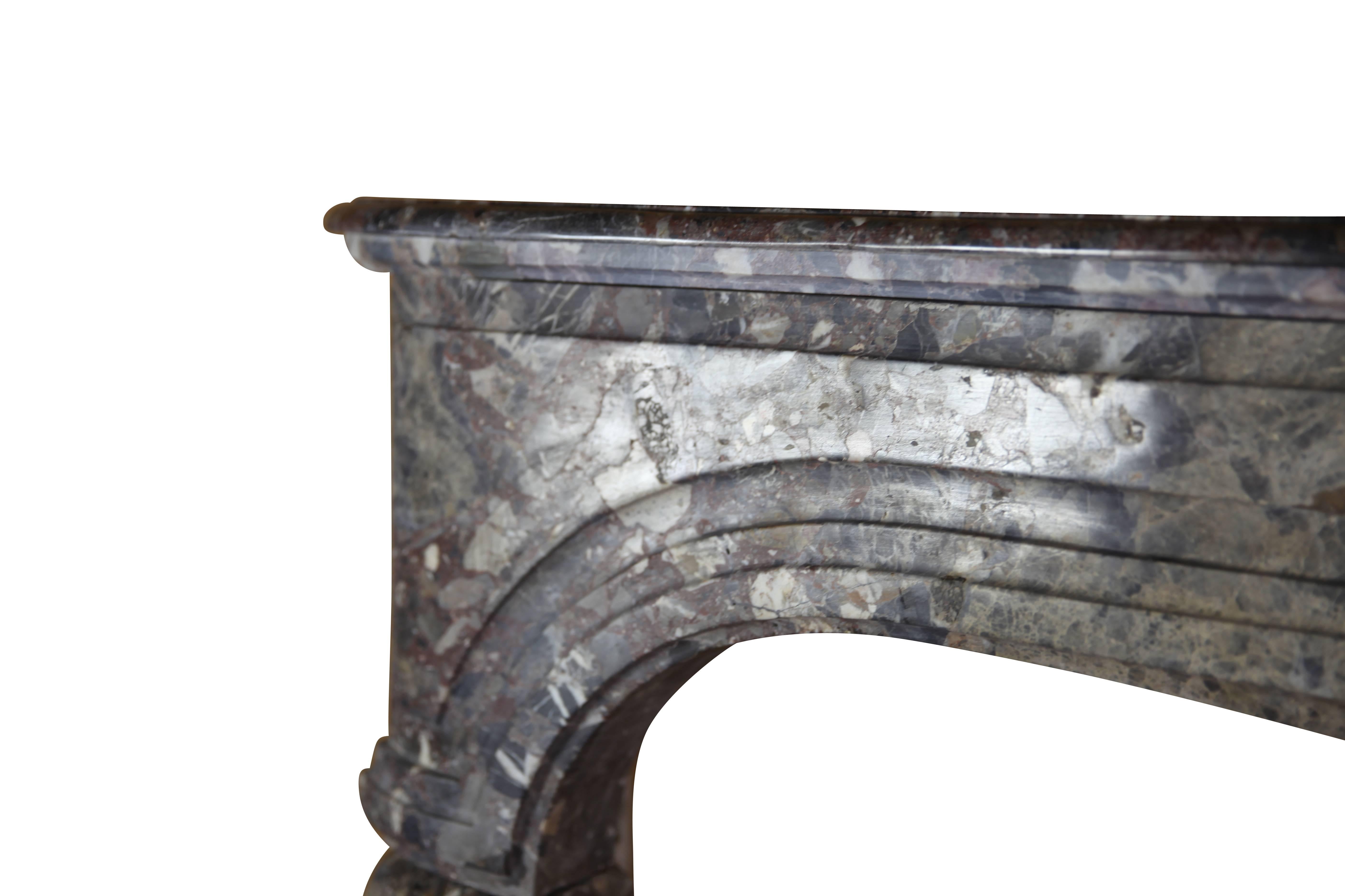 Hand-Carved Petite and Fine European Antique Fireplace Surround for Timeless Interior For Sale