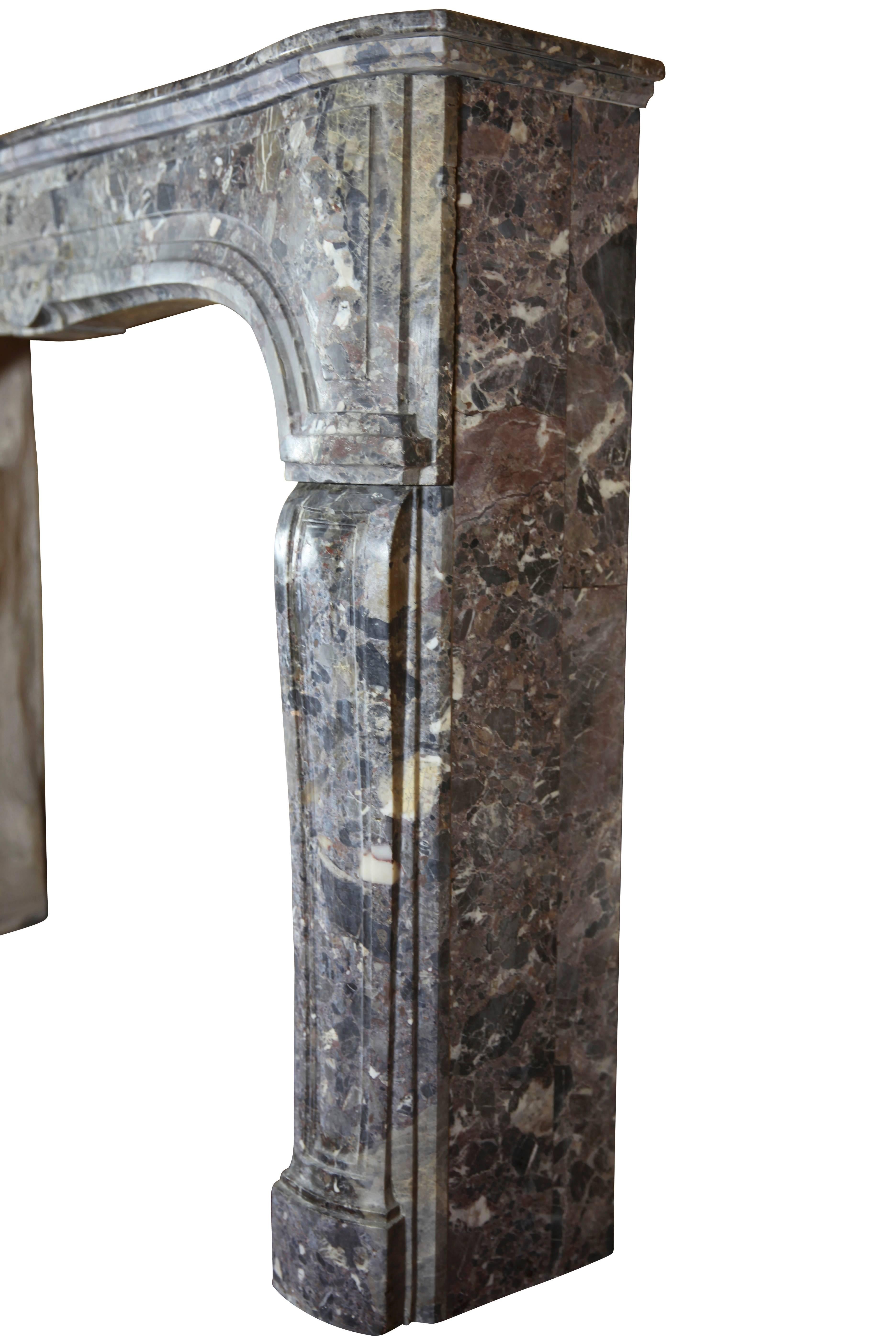 Breccia Marble Petite and Fine European Antique Fireplace Surround for Timeless Interior For Sale