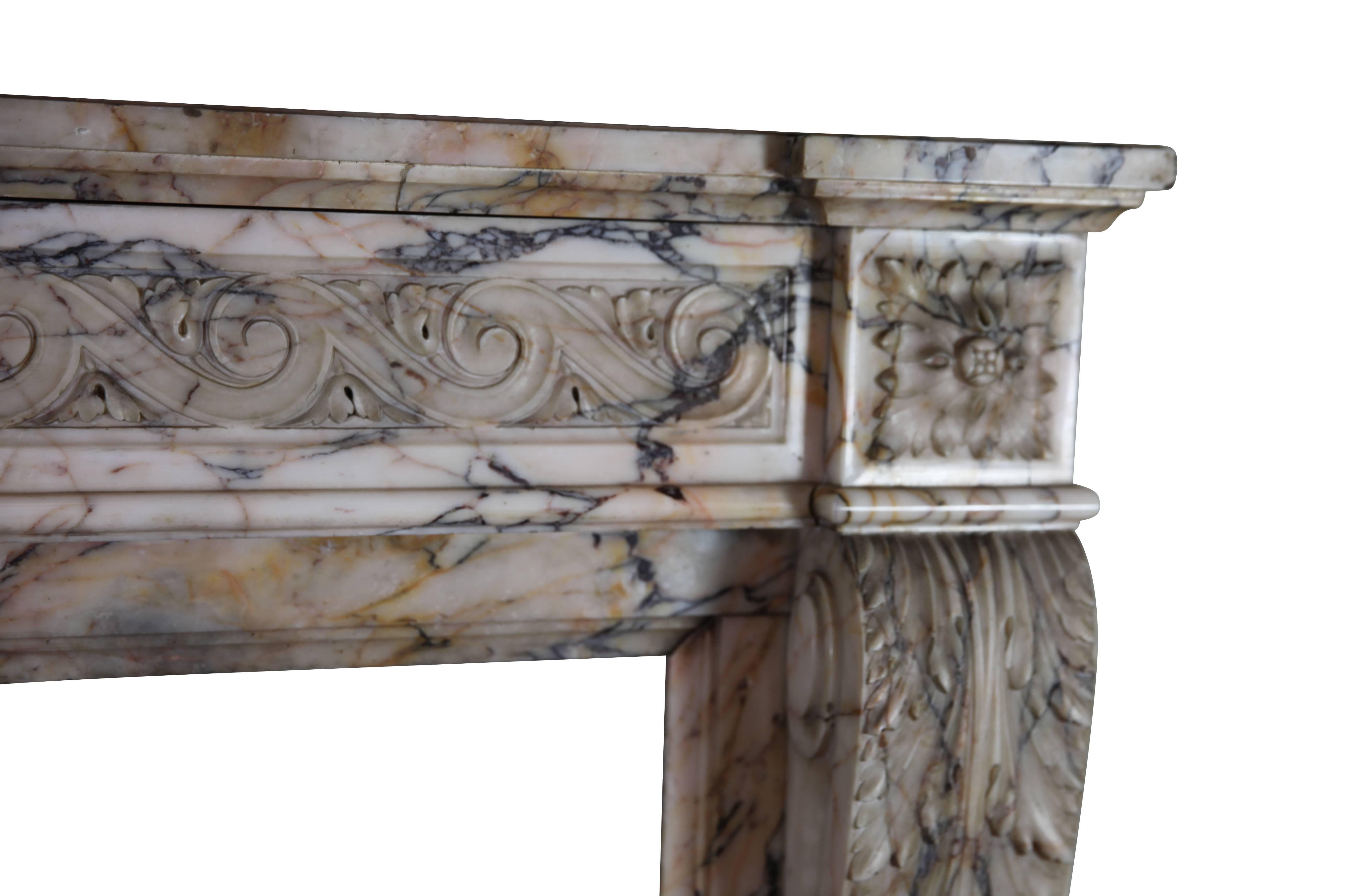 19th Century Louis XVI Style Marble Original Antique Fireplace Mantel In Excellent Condition For Sale In Beervelde, BE