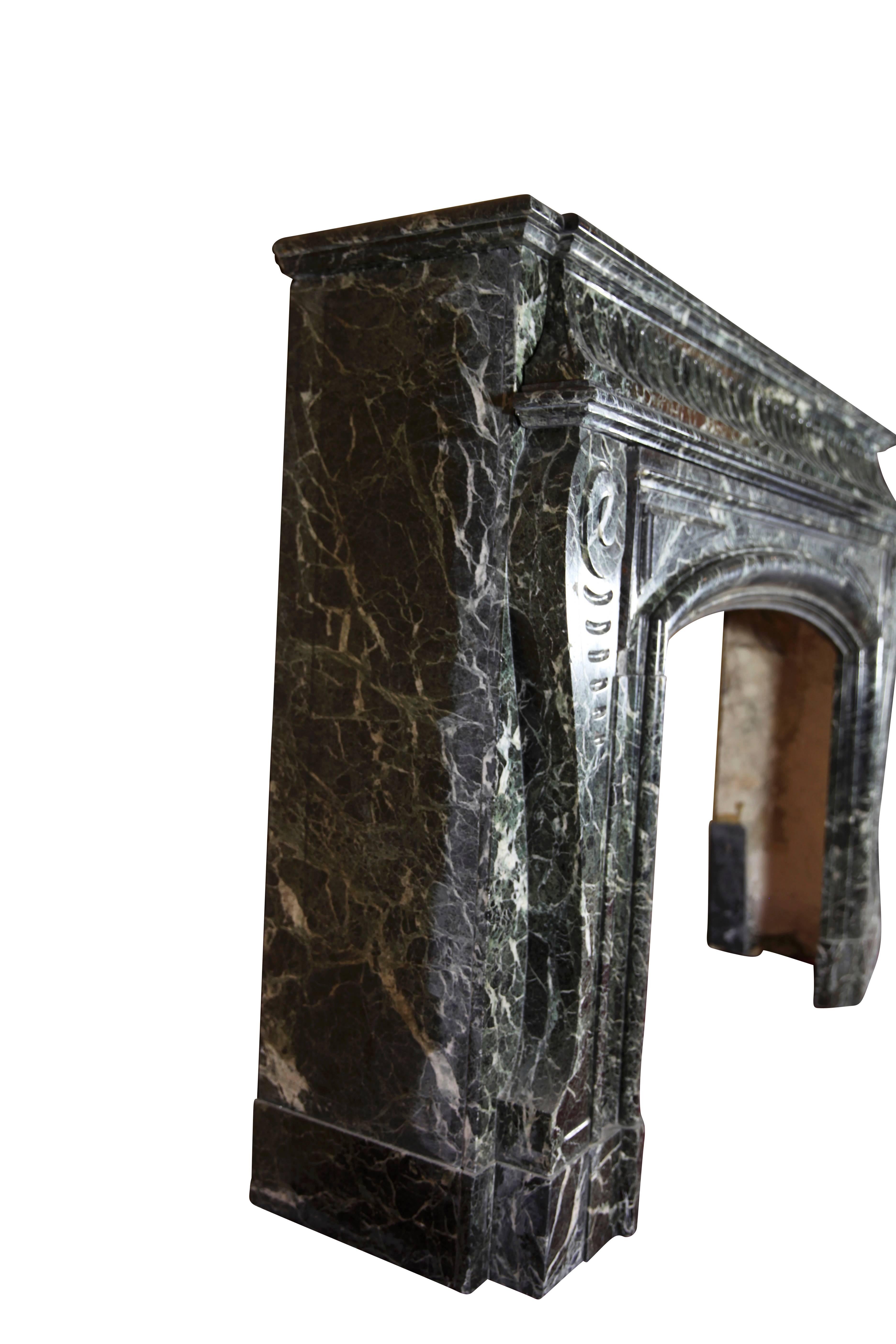 Monumental 19th Century Belgian Vintage Fireplace Surround in Green Marble 6