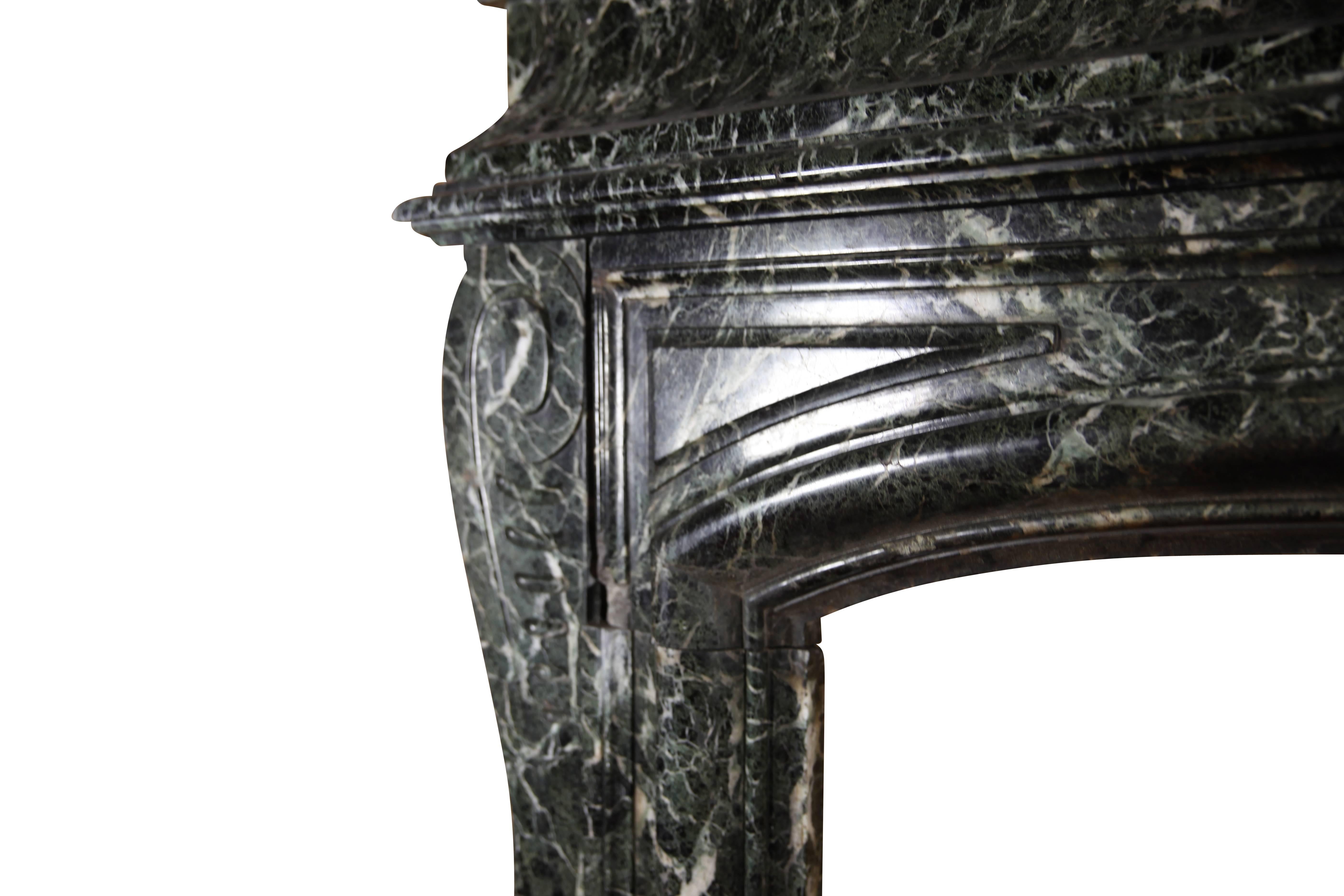 Belle Époque Monumental 19th Century Belgian Vintage Fireplace Surround in Green Marble