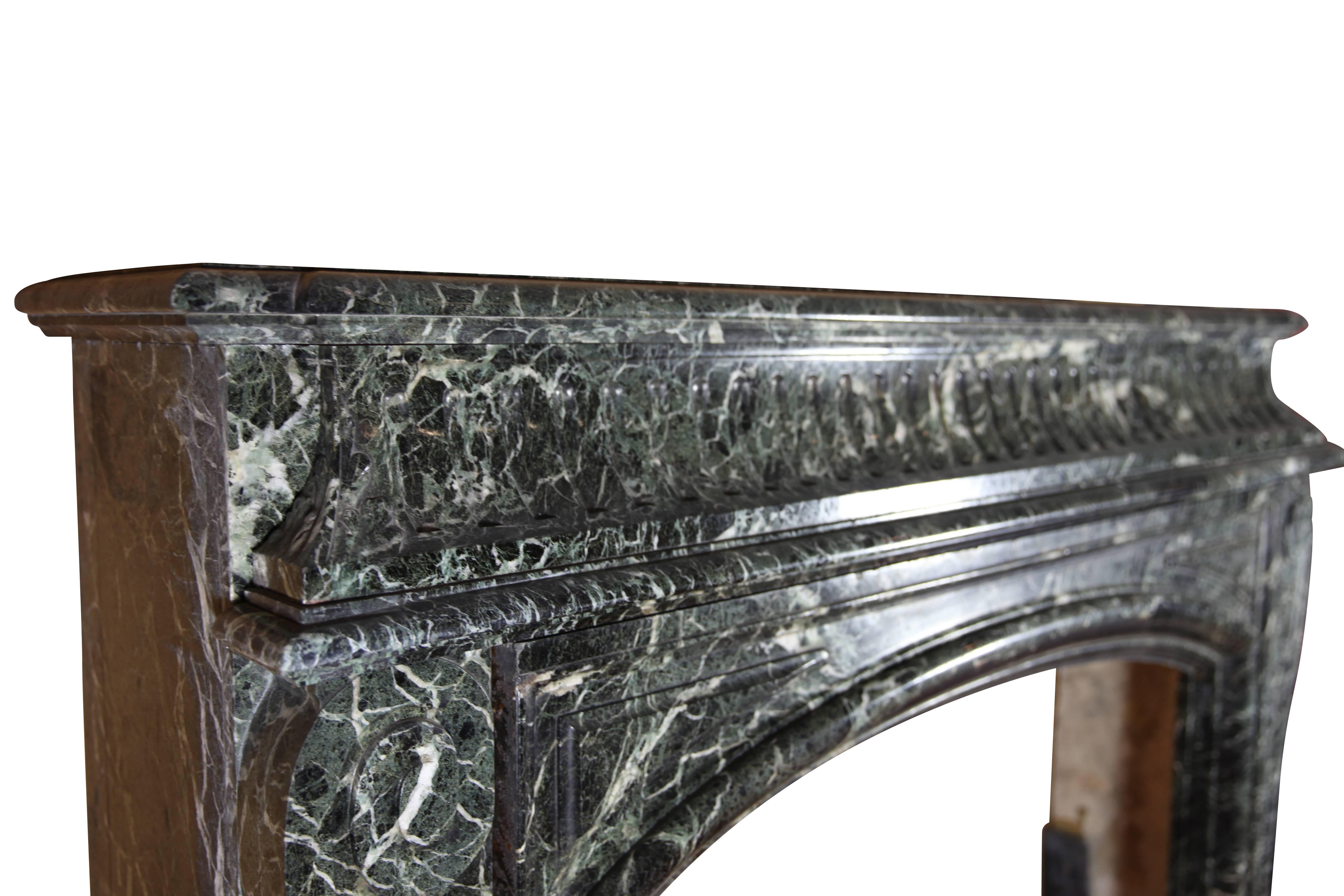 Monumental 19th Century Belgian Vintage Fireplace Surround in Green Marble 4